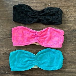 PINK VICTORIA'S SECRET lace bandeau bras bundle